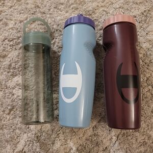 Champion Set of Three Water Bottles with Unique Designs